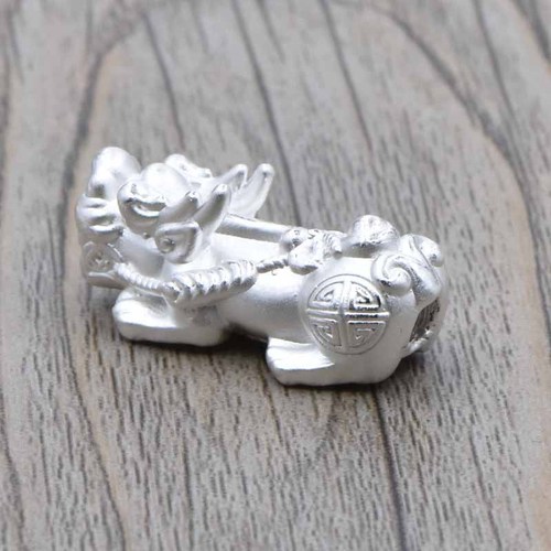 Factory direct sales 3D hard silver fortune and blessing unity sterling silver Pixiu DIY hand-woven rope bracelet