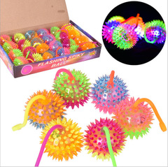 Stall Hot Selling 6.5CM Scream Dual Color Massage Ball with Flashing Voice and Rope Wholesale Night Market Hot Selling Toy Batch