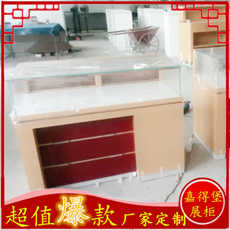 简约烤漆黑色收银饰品办公桌前台展示柜子收银台厂家订制