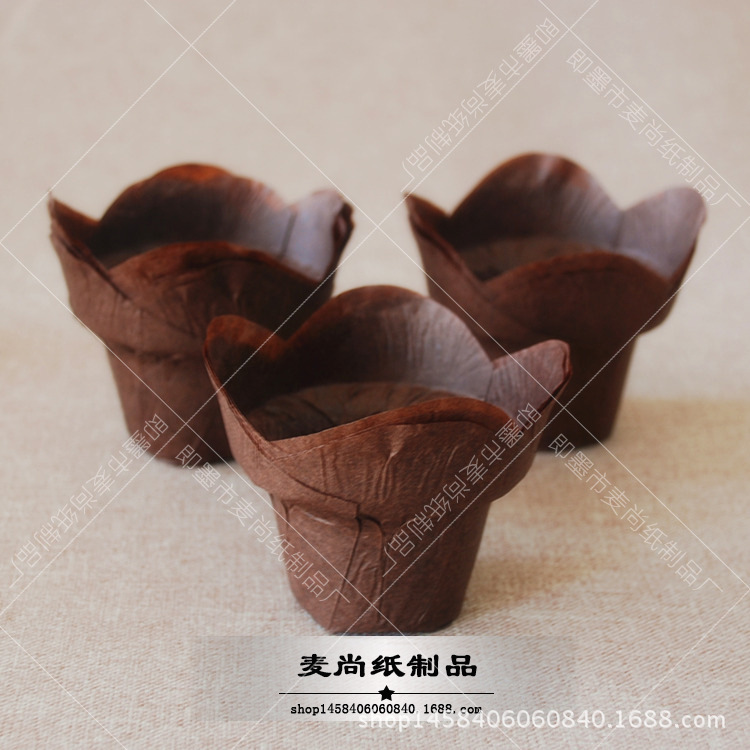 Exportar taza de papel para hornear pétalo muffin pastel taza de papel blanco pastel de loto taza de papel resistente a altas temperaturas papel a prueba de aceite
