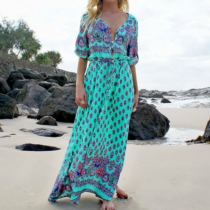 FREE SHIPPING Floral Ethnic Maxi Dress JKP4388