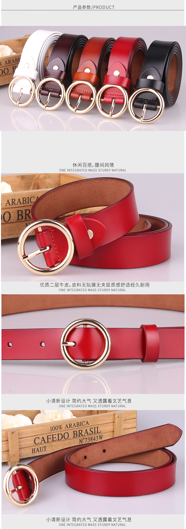 New Women's Belt Pure Leather Round Pin Buckle Belt Fashion Retro Leather Belt Ladies Belt Wholesale Nihaojewelry display picture 10