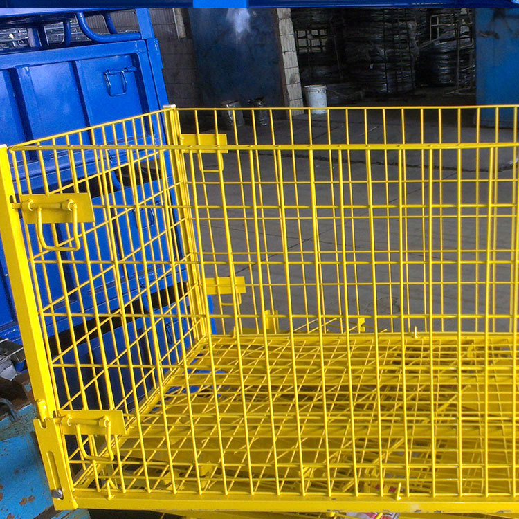 带支架可折叠仓储笼 物流仓储笼半开门  大容量金属仓储笼铁笼