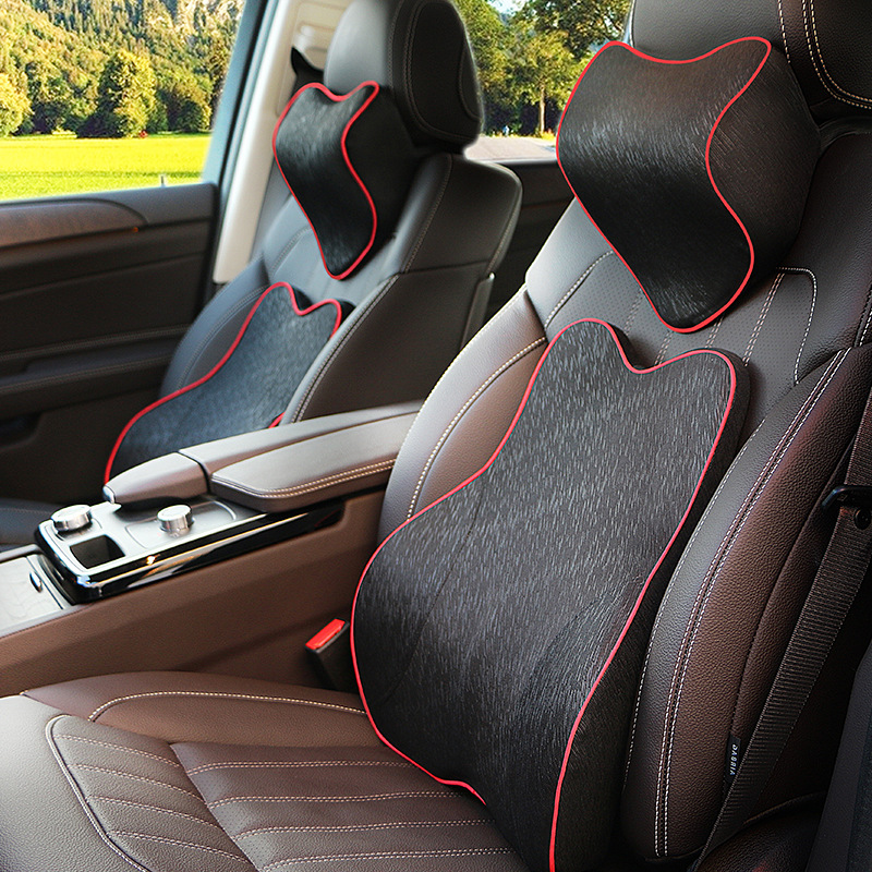 厂家批发汽车头枕腰靠套装 车用靠垫颈枕记忆棉头枕腰靠套装批发