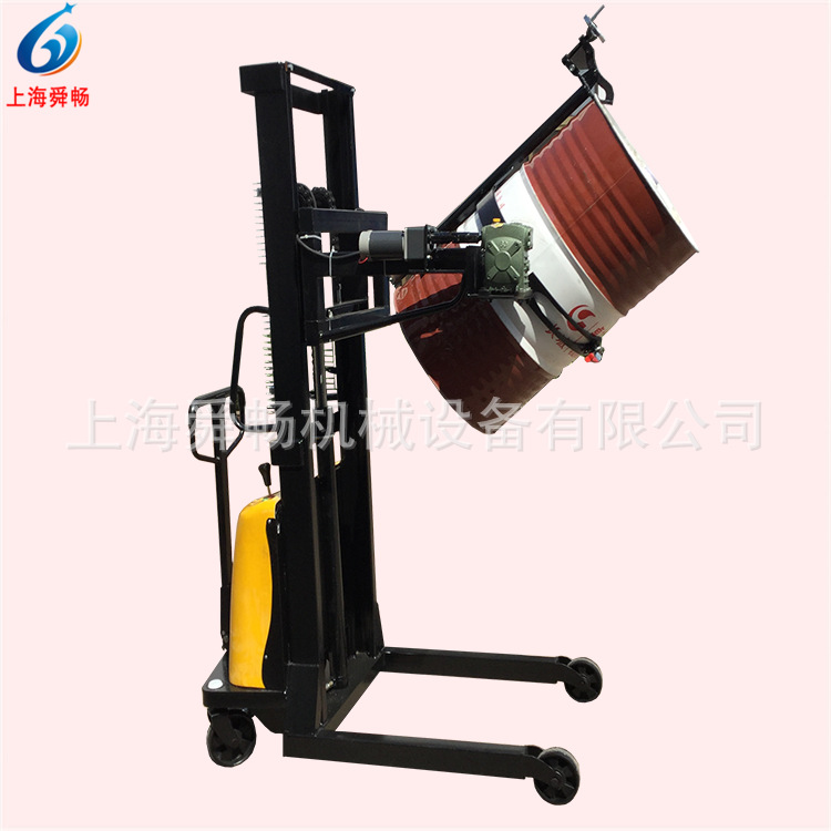上海油桶倒料车 可倾式油桶装卸机 油桶搬运车 电动圆桶堆高车