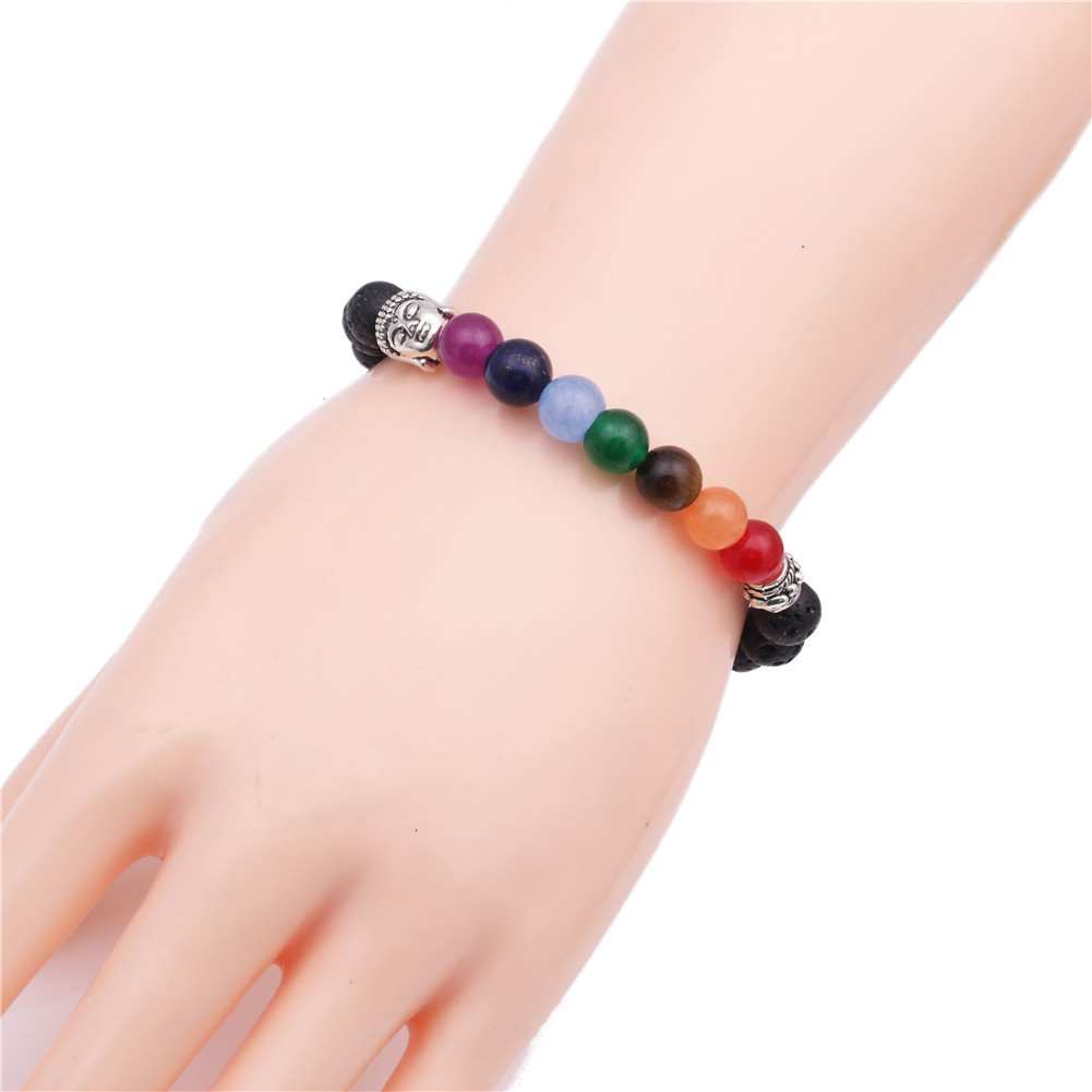 8mm volcanic stone palm eye bracelet beaded colorful chakra energy colorful agate bracelet