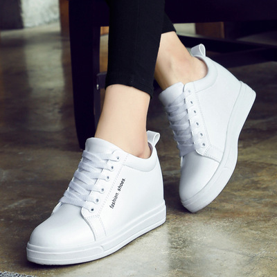 新款內增高小白鞋 女韓版時尚平板鞋軟面超纖皮休閑皮鞋防滑