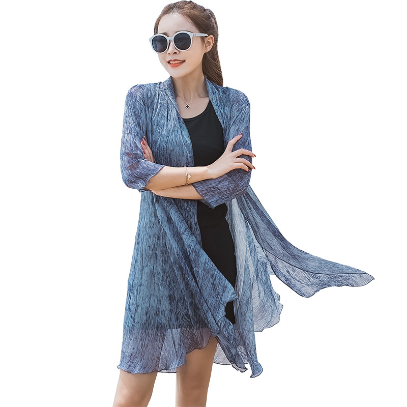 2017夏季新款仿桑蚕丝女上衣开衫仿真丝防晒