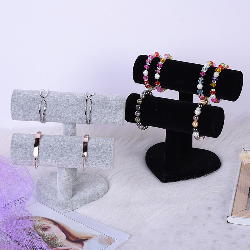 25X22心形孤型双层首饰架冰花绒手镯手表展示架饰品道具