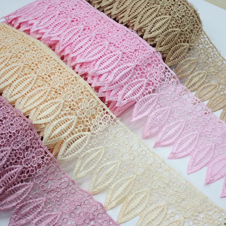 10色9CM水溶刺绣树叶型蕾丝花边 家纺婚纱礼服配饰装饰窗帘花边