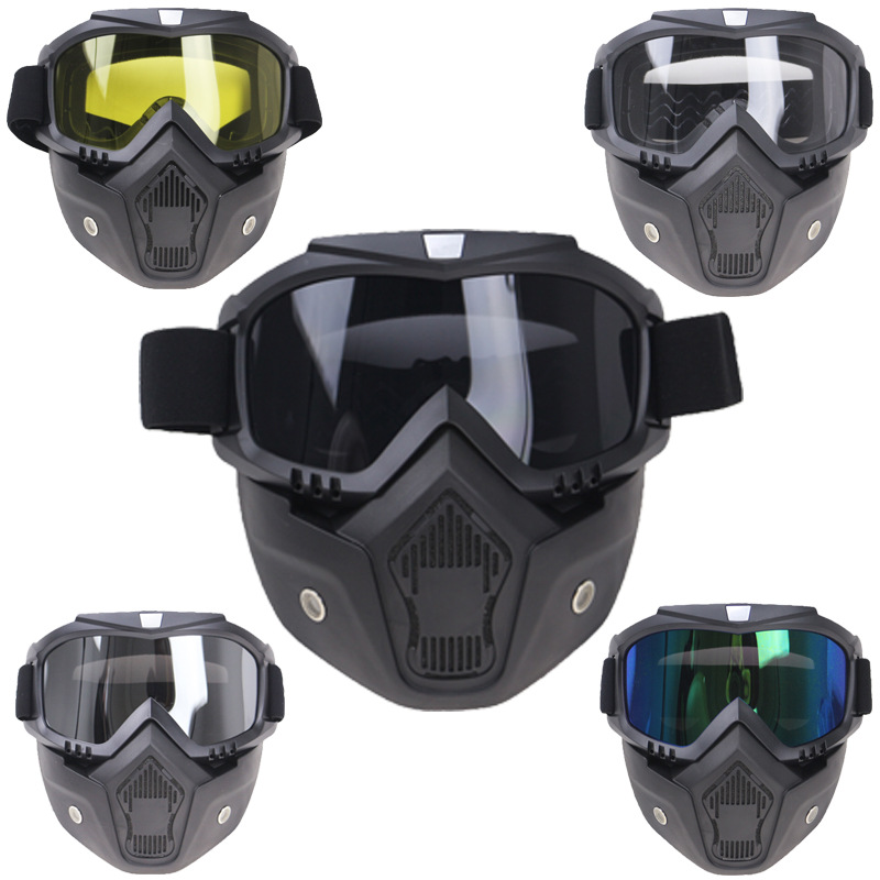 Rider Equipped With Retro  Face Mask Goggles Off-road Motorcycle Racing Goggles Riding Cool Helmet Glasses