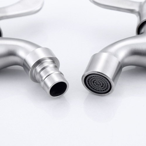 Factory direct sales 304 stainless steel washing machine faucet DN15 mop pool pool into the wall quick open 4-point faucet