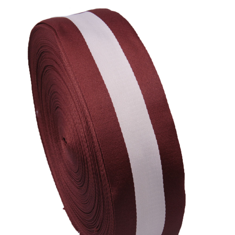 现货 7.6cm 76mm 3寸宽 枣红间白 涤纶织带 手提包装饰带