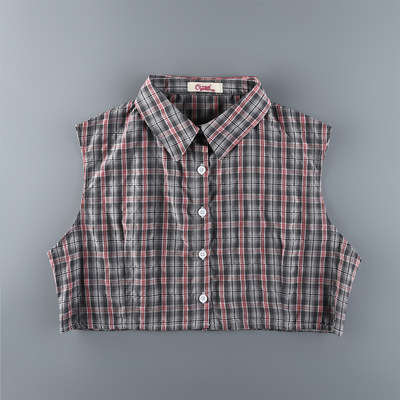 Autumn and winter Red cell shirt False collar decorate Collar Ultra Large lady Shirt collar False collar Green Grid