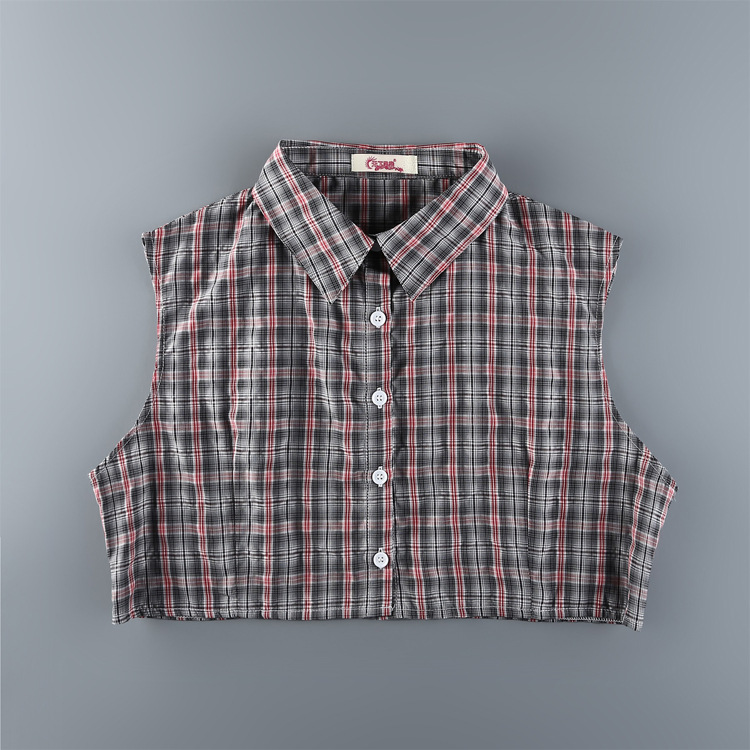 Autumn and winter Red cell shirt False collar decorate Collar Ultra Large lady Shirt collar False collar Green Grid