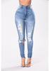 European hot women jeans elastic cotton hole pencil small pants