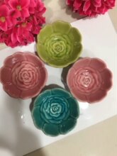 高档泰式玫瑰花碗精油碟 巴厘岛spa碗/碟 精油碗 陶瓷精油碟