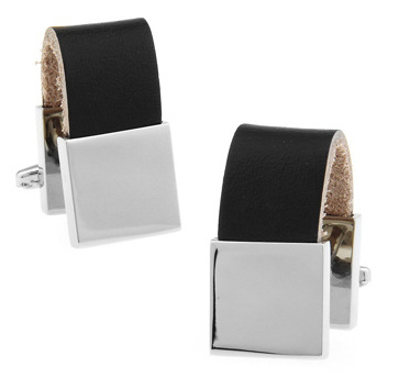 European and American Foreign Trade Black Leather Chain Cufflinks Cufflinks for Men French Button cufflinks