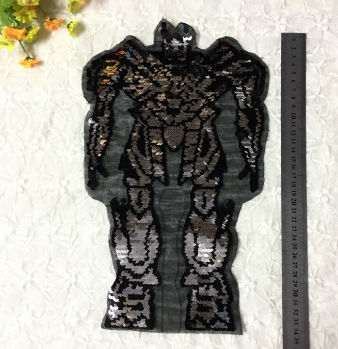 Robot Et Cheval Flip Carré Long Sequin Tissu Autocollants Vêtements Patch Vêtements Accessoires Peut Être Renversé Sequin Tissu display picture 9