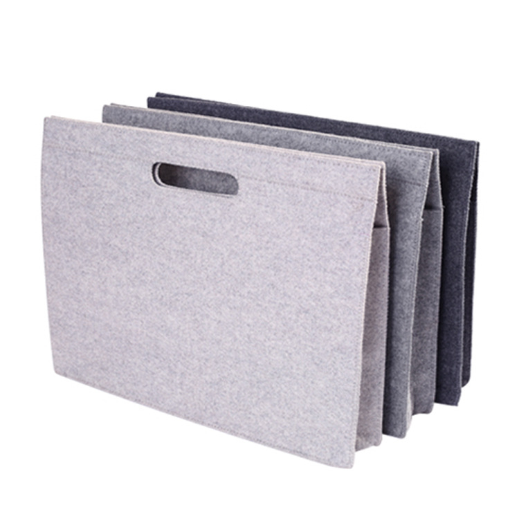 韩版手提单色电脑公文包 自立式四指毛毡包 大容量空间纽扣手提包