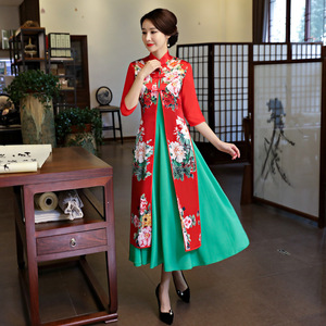 Chinese Dresses Qipao for women robe chinoise cheongsam Cheongsam aodai long cheongsam national retro dress