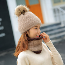 加厚冬季可爱球球毛线帽女韩版时尚新款针织帽女加绒加厚保暖纯色