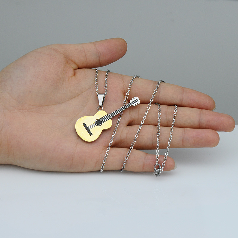 Fashion Stainless Steel Guitar Necklace Pendant Wholesale Nihaojewelry display picture 7
