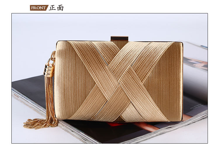 300g Weight Buckle Closure Type Single Shoulder Strap Strap Type Clutch Bag, Evening Bag Bags Type Solid Color Pattern Tassel Design Coffee, Royal Blue, Apricot, Grey, Pink, Purple, Red, Green, Gold, Silver, Black Color Small Size Dinner Bag New Handmade Tassel Pendant Evening Bag Large Capacity Bag Silk Clutch 4