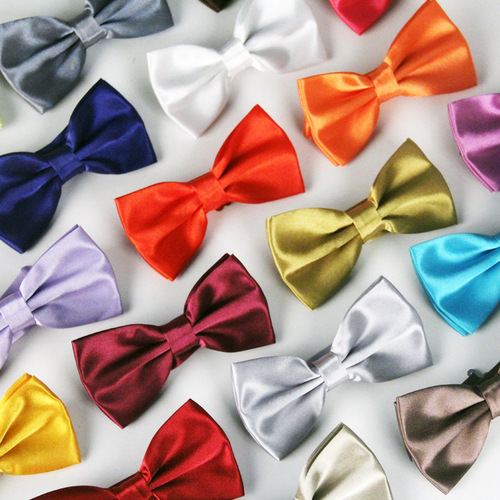 Double layer bright solid color men's student wedding KTV bow polyester silk multi-color fashion popular adult bow tie