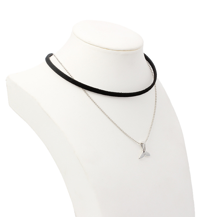 6g Weight Necklace Classification Wedding, Travel Occasion Women'S Gender Silver Color Korean Velvet Multilayer Fish Tail Creative Choker Mermaid Tail Short Necklace 2