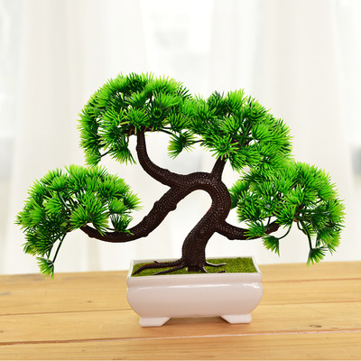 Simulation welcome pine small potted green plant bonsai pine tree small bonsai home decoration desktop decoration