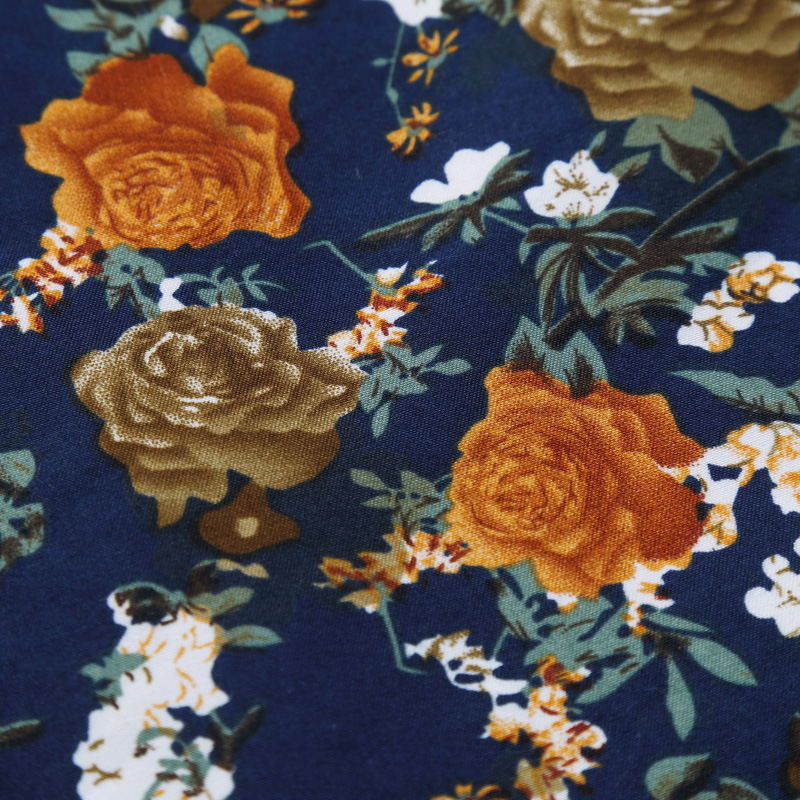 Summer New Men's Floral Slim Long-Sleeved Shirt Men's Large Size Casual Shirt Plus Size Fat Inch Shirt