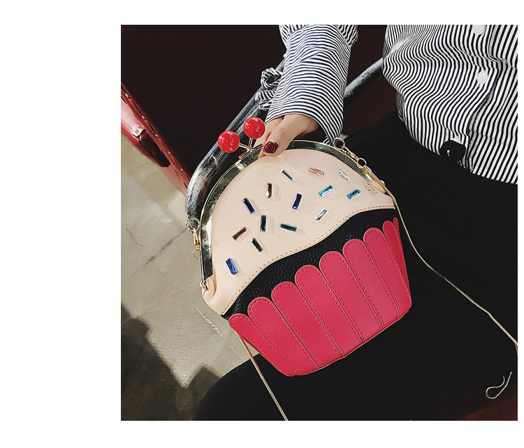 Women's Small Pu Leather Ice Cream Cute Bucket Clipped Button Shoulder стиле bag display picture 8