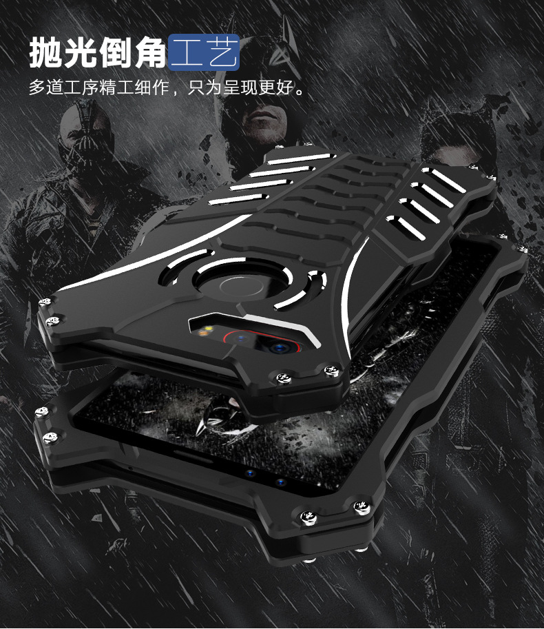 R-Just Batman Shockproof Aluminum Shell Metal Case with Custom Batarang Stent for nubia Z17S