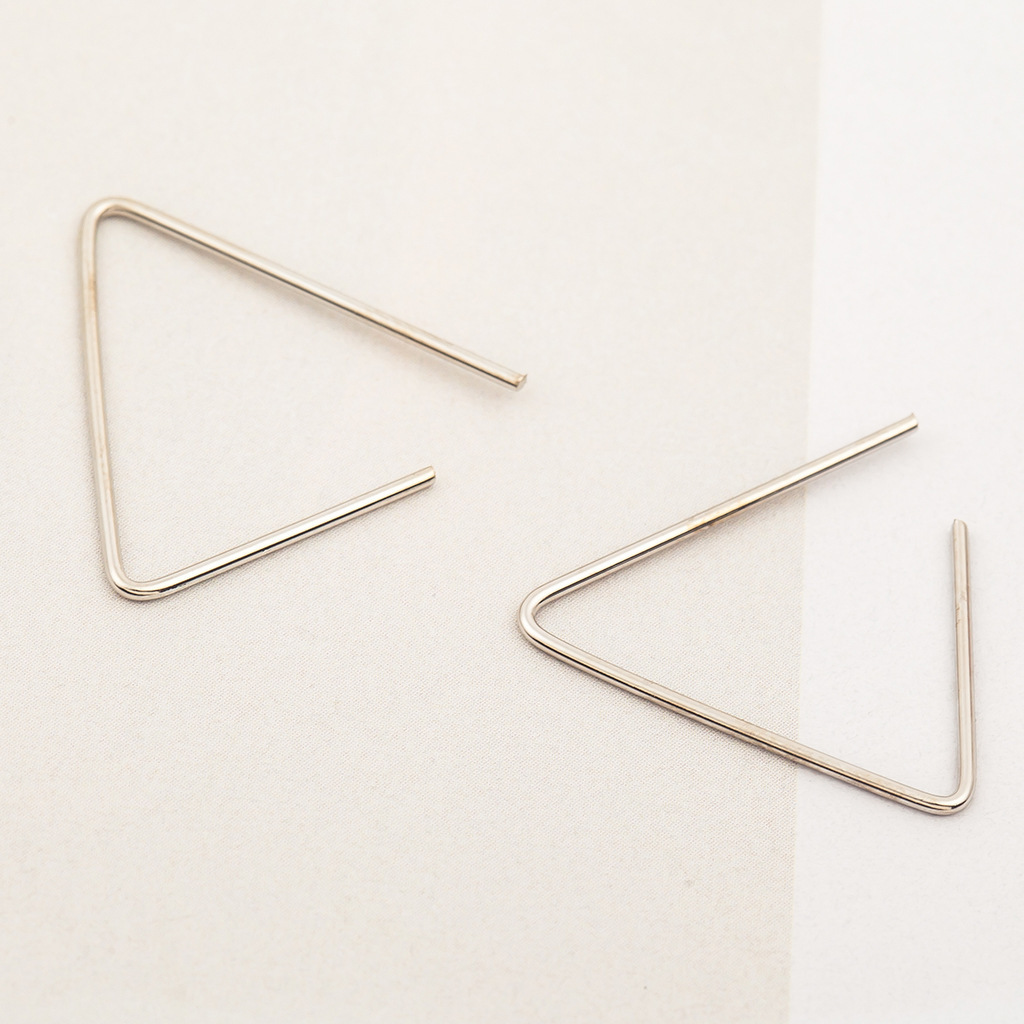 Simple Geometric Open Triangle Stud Earrings Gold Plated Silver Black Studs Wholesale display picture 2