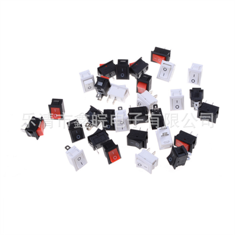 供应船型开关KCD1-101翘板开关二档2脚 黑色开关15*21mm