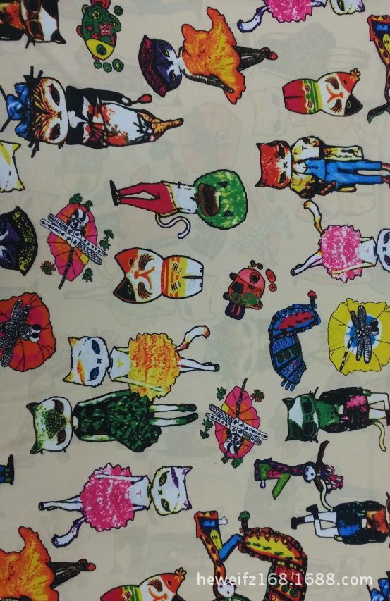 转移印花厂F9188 供应花型加工印花可印雪纺 涤棉 针织等服装面料