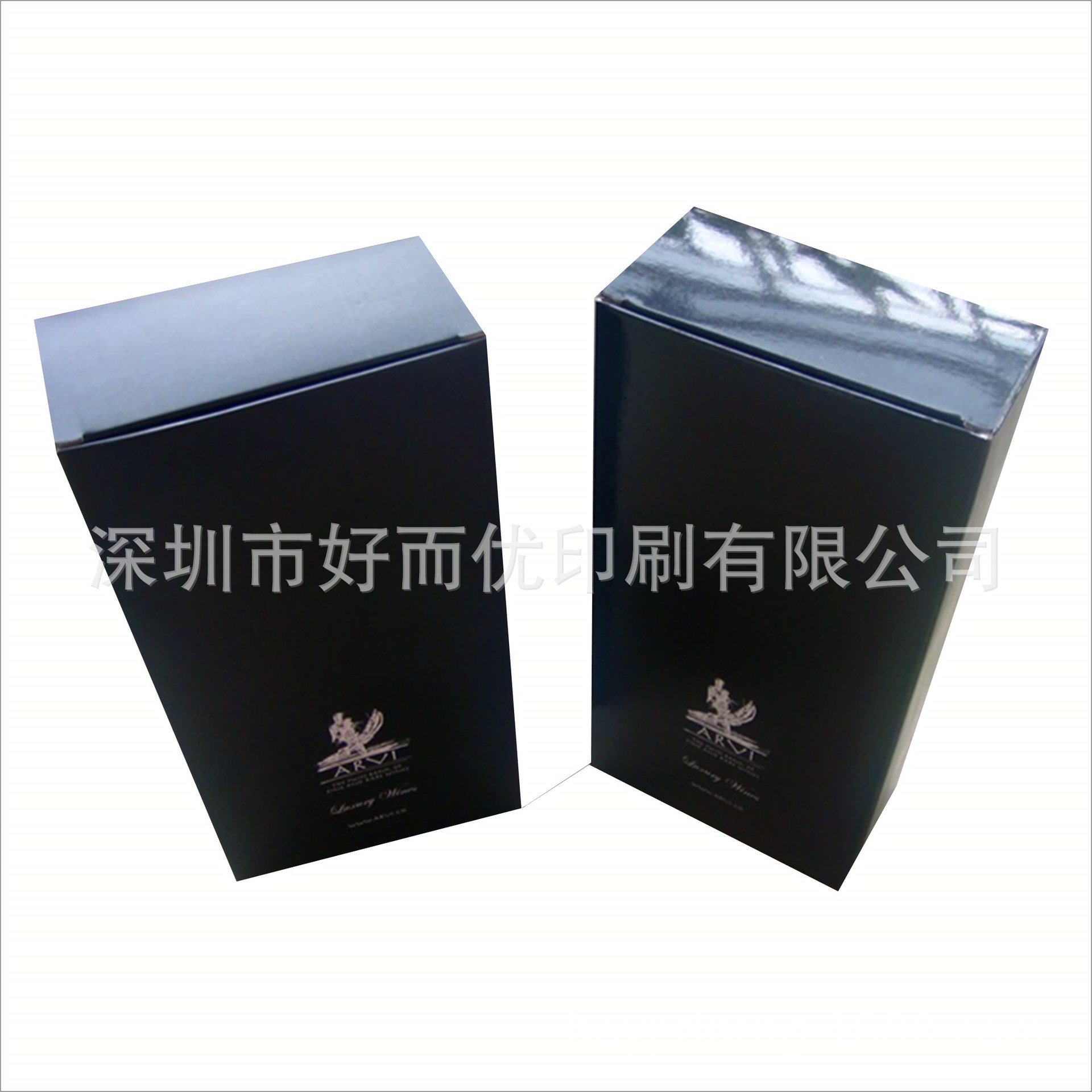 深圳印刷厂订制翻盖全黑色高档红酒包装礼品盒 Red wine box