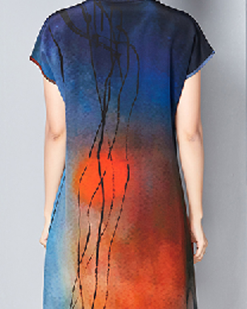 数码印花加工丝绸面料印花，定位花型女装时尚气质KH4207