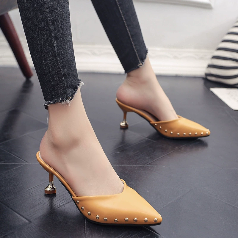 Slide pointy toe high heels, shoes, 2017 trend, Korean style, for import