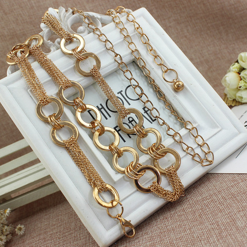 Korean style fashion versatile gold thin belt women's accessories dress women's metal ring decorative waist chain drop shipping