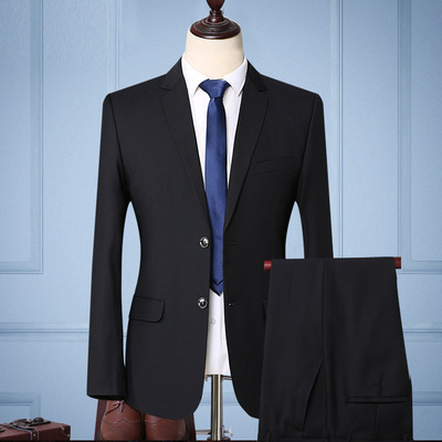 Korean Edition Men's suit suit 2017 Autumn and winter Groomsman Groom full dress interview Business Suits man man 's suit black