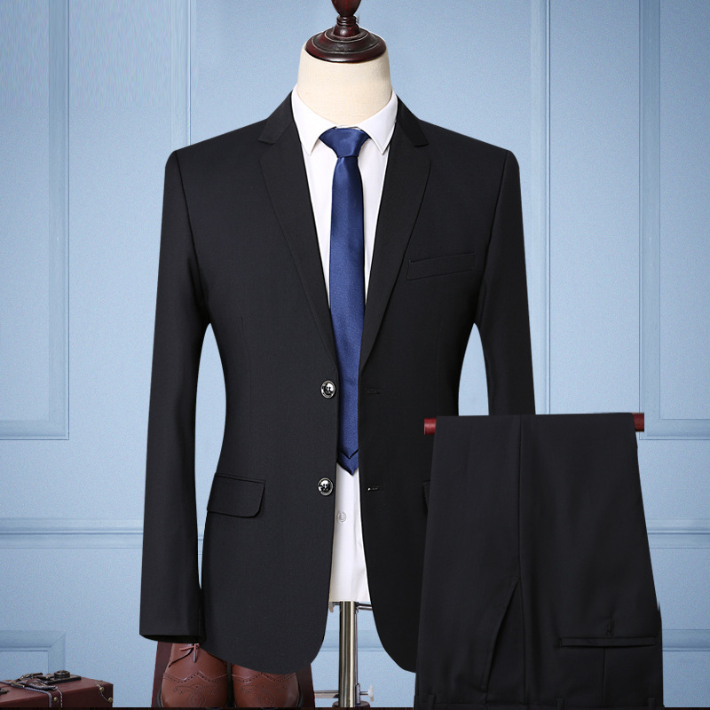 Korean Edition Men's suit suit 2017 Autumn and winter Groomsman Groom full dress interview Business Suits man man 's suit black