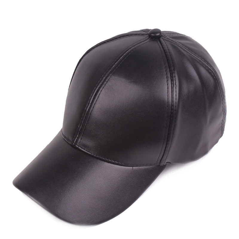 Leder Duckbill Cap Light Board Baseball Cap Herren und Damen Leder Cap Herbst PU Cap Monochrom Damen Modische und vielseitige Reise Cap_voghion.com