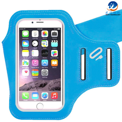 跨境专供蓝色莱卡运动手机臂包跑步运动手机臂带运动户外包