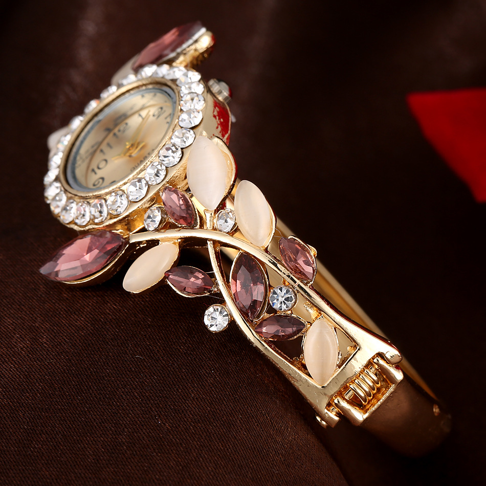 Elegante Hoja Hebilla Cuarzo Relojes De Mujer display picture 5