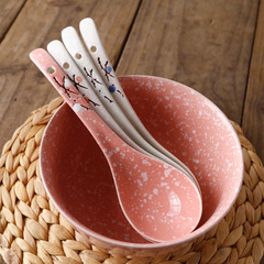 Japanese-style ceramic large soup spoon "Snowflake and Wind" household underglaze porcelain tableware long-handled ladle factory price
