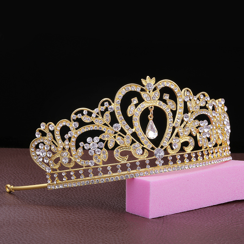 Wedding, Birthday Occasion Alloy, Rhinestone Material Water Droplets, Crown, Flower Pattern Fashion Water Droplets Crown Flower Alloy Rhinestone Plating Crown 1 Piece