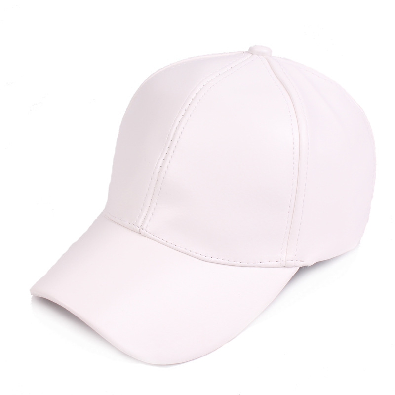 Leder Duckbill Cap Light Board Baseball Cap Herren und Damen Leder Cap Herbst PU Cap Monochrom Damen Modische und vielseitige Reise Cap_voghion.com