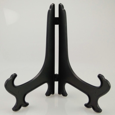 厂家直销展示盘子塑料支架 塑料工艺品折叠盘架 三角黑色盘子支架